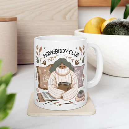 Cozy Homebody Club Ceramic Mug - 11oz & 15oz Coffee Mug for Tea, Cocoa & More