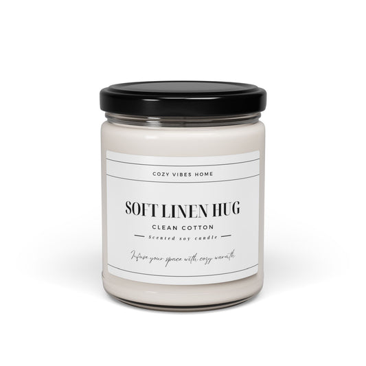 Soft Linen Hug Scented Soy Candle – Clean Cotton Aroma