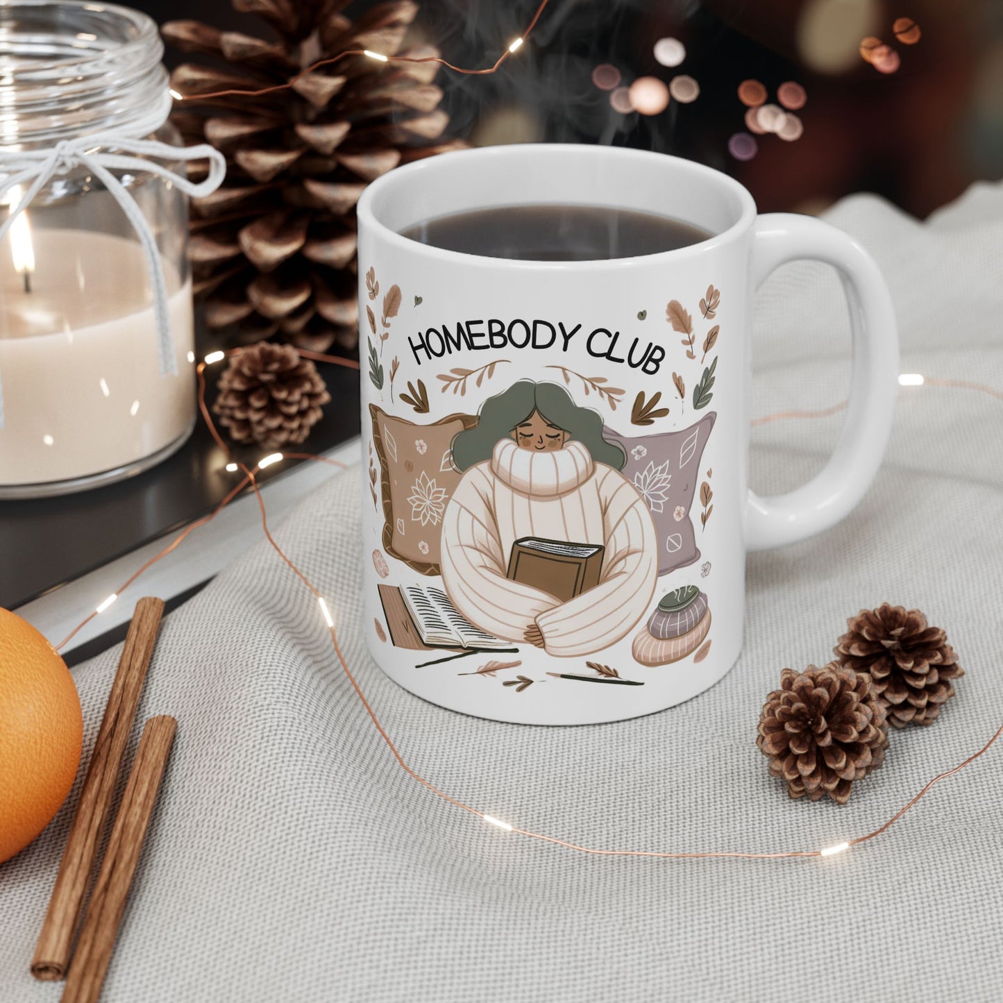 Cozy Homebody Club Ceramic Mug - 11oz & 15oz Coffee Mug for Tea, Cocoa & More