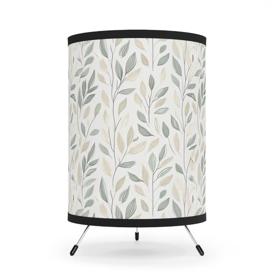 Tripod Lamp with Cozy Leaf Pattern Shade – High-Res Printed Design, US/CA Plug