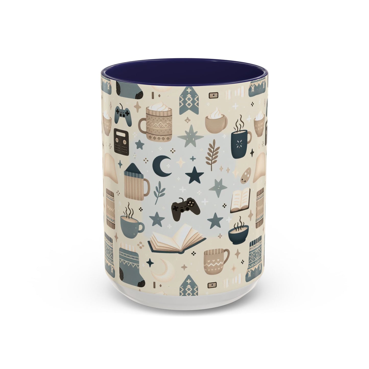 Cozy Pattern Accent Coffee Mug – 11oz & 15oz | Colorful Interior & Handle