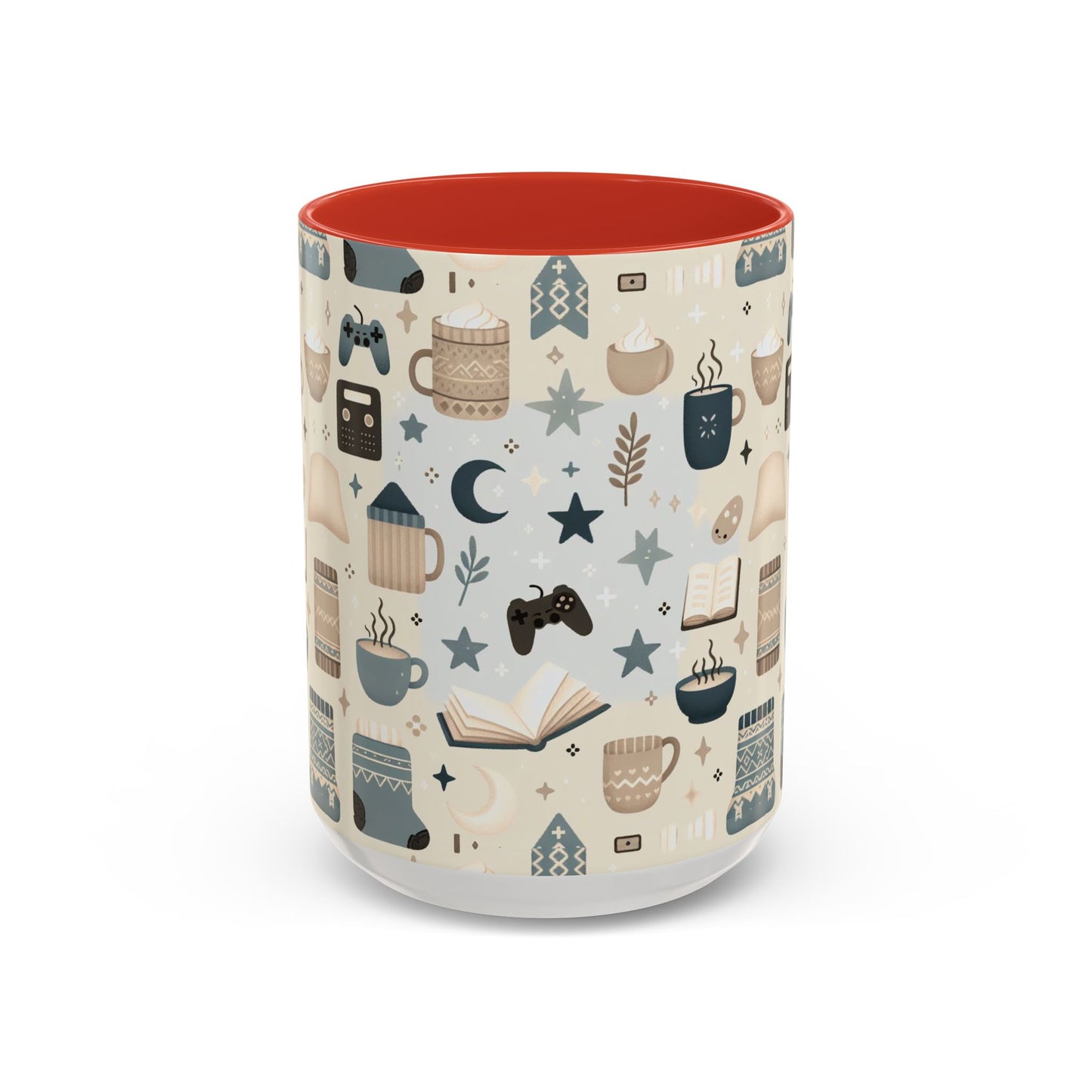 Cozy Pattern Accent Coffee Mug – 11oz & 15oz | Colorful Interior & Handle