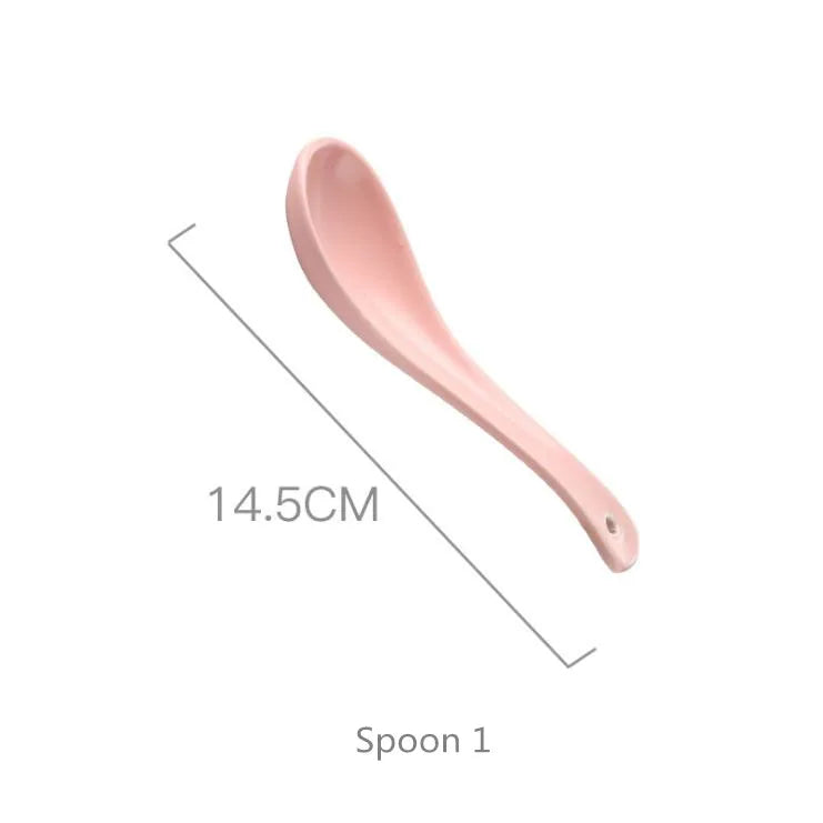 Gilt Rim Pink Porcelain Dinner Plate Set