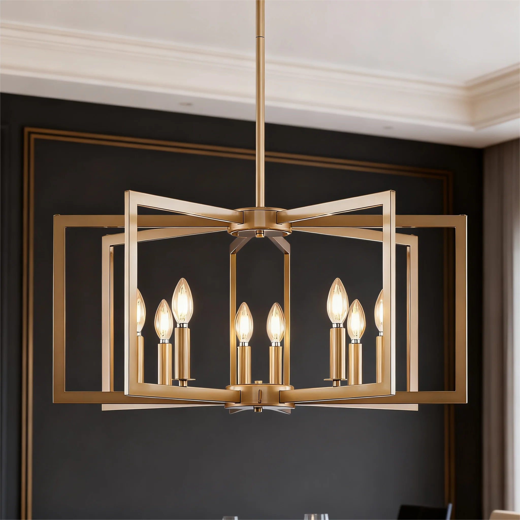Modern Golden Geometric Chandelier
