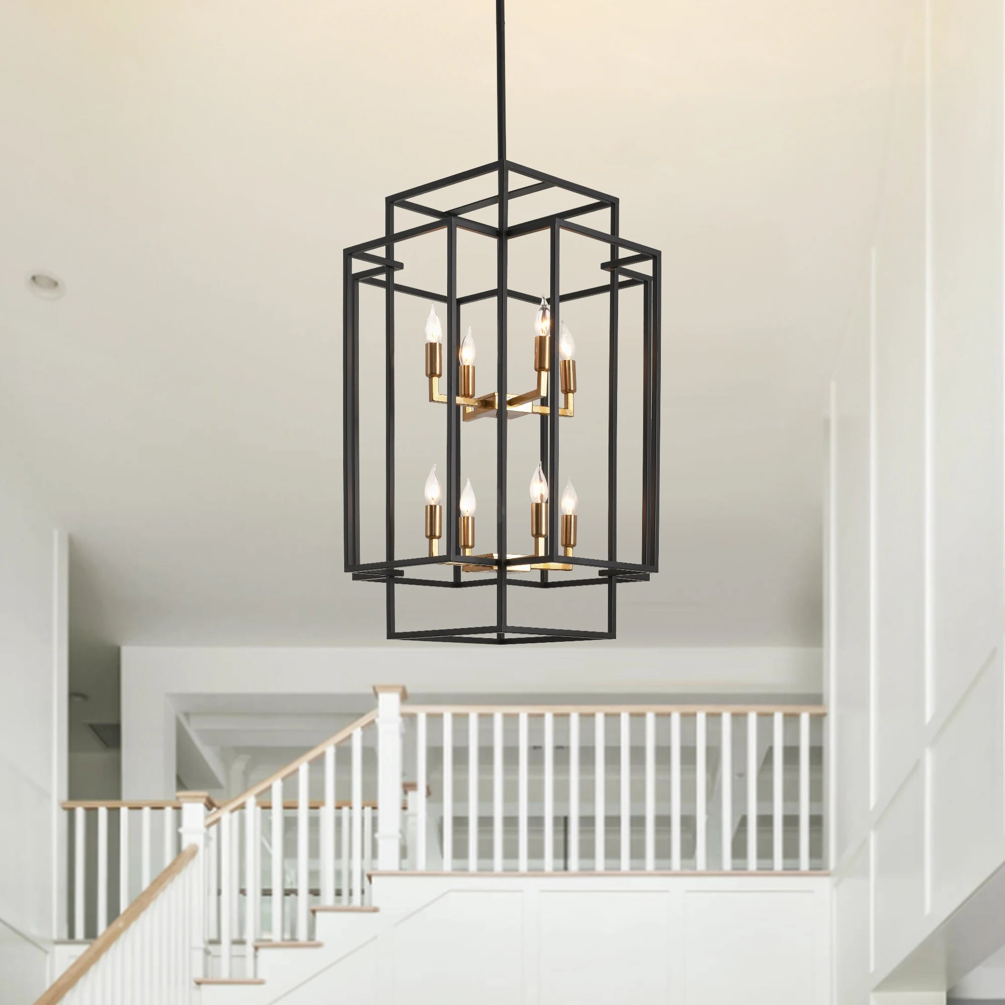 8-Lights Lantern Tiered Pendant Light