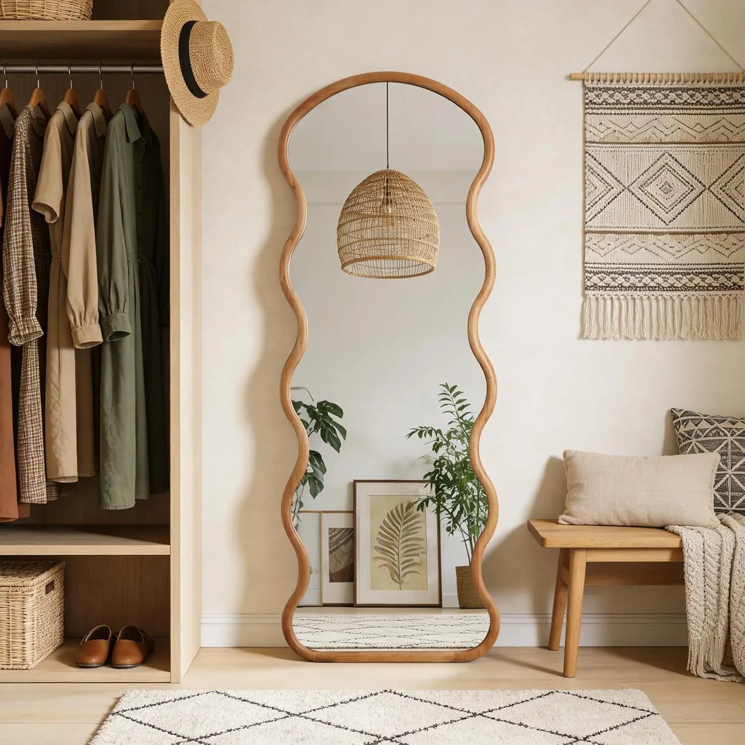 Full Length Wood Arched Mirror