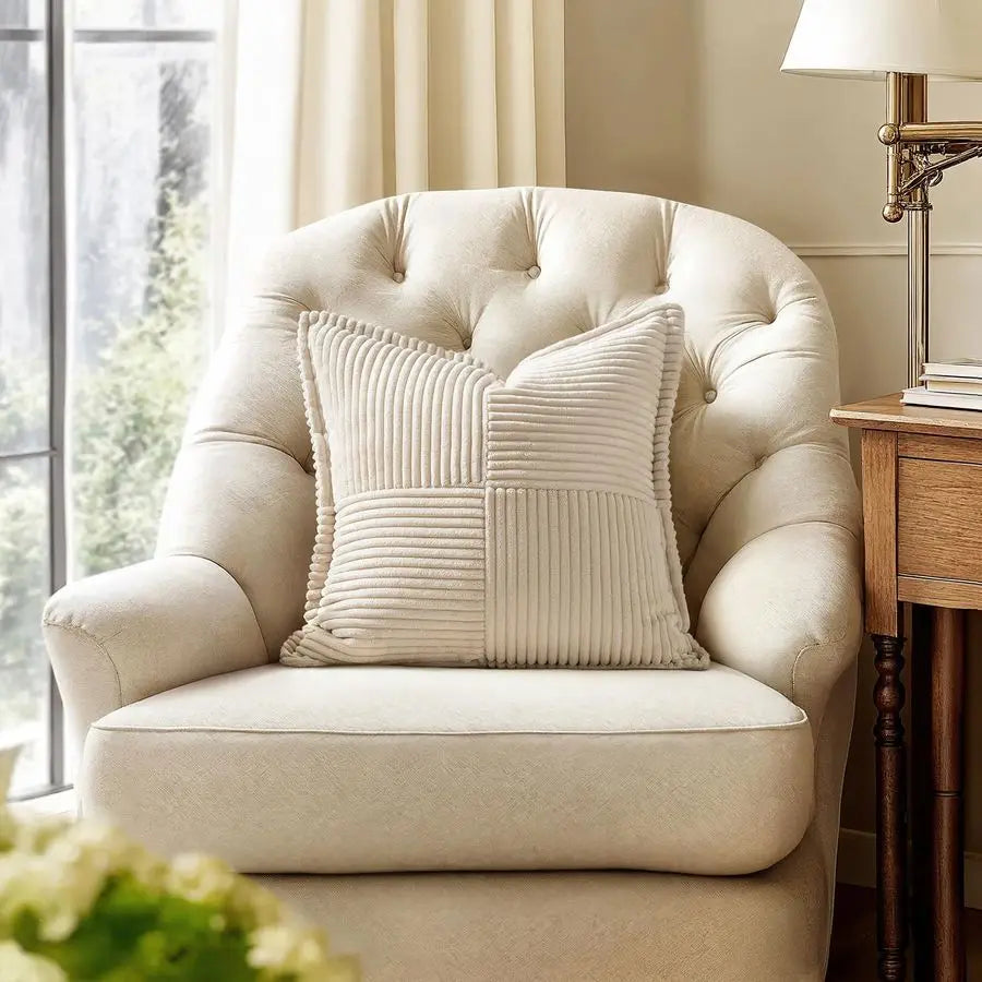 Decorative Euro Sham Throw Pillow Covers for Couch Bed Livingroom 22x22 Inch Set of 2 Beige Boho Accent Throw Pllows Broadside S