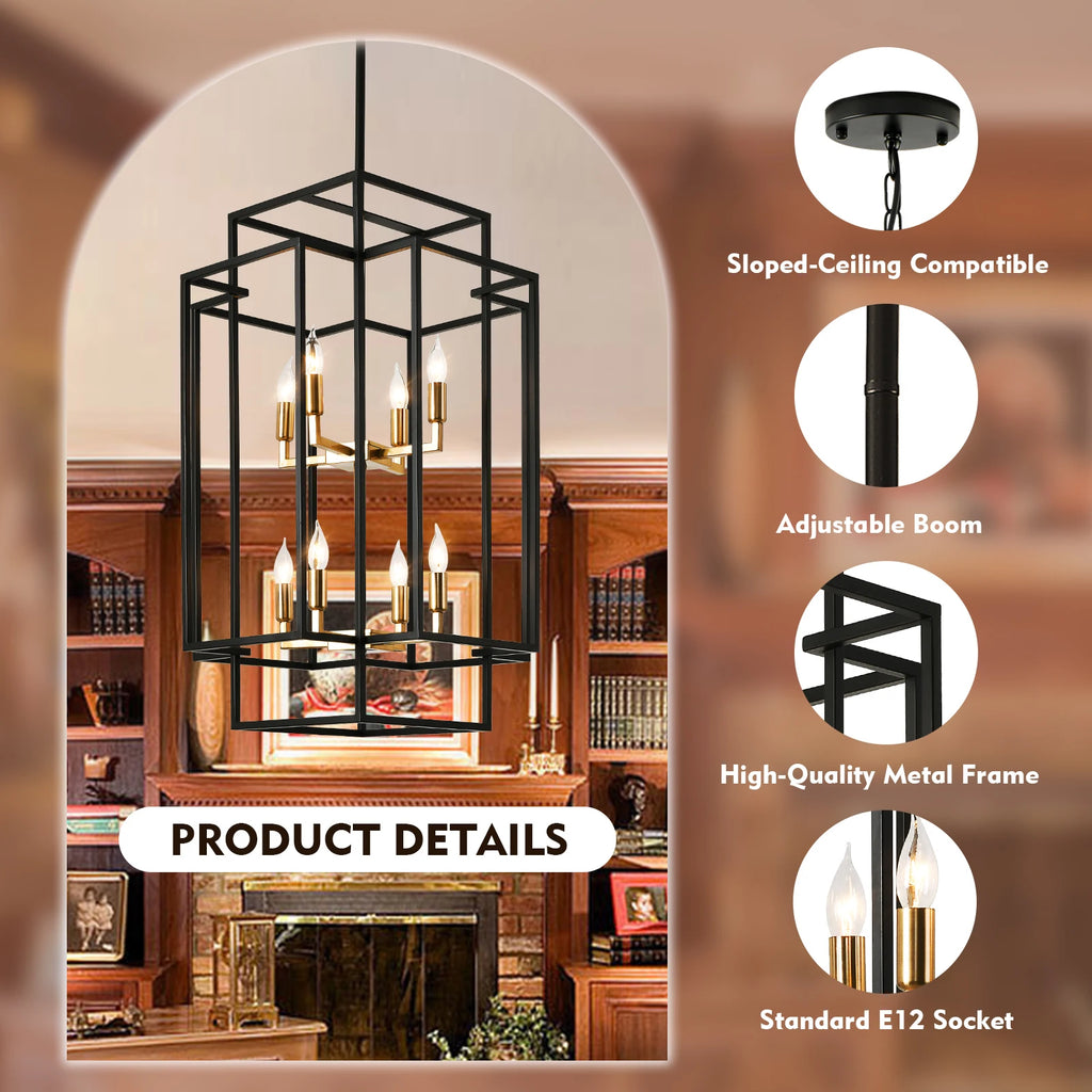 8-Lights Lantern Tiered Pendant Light