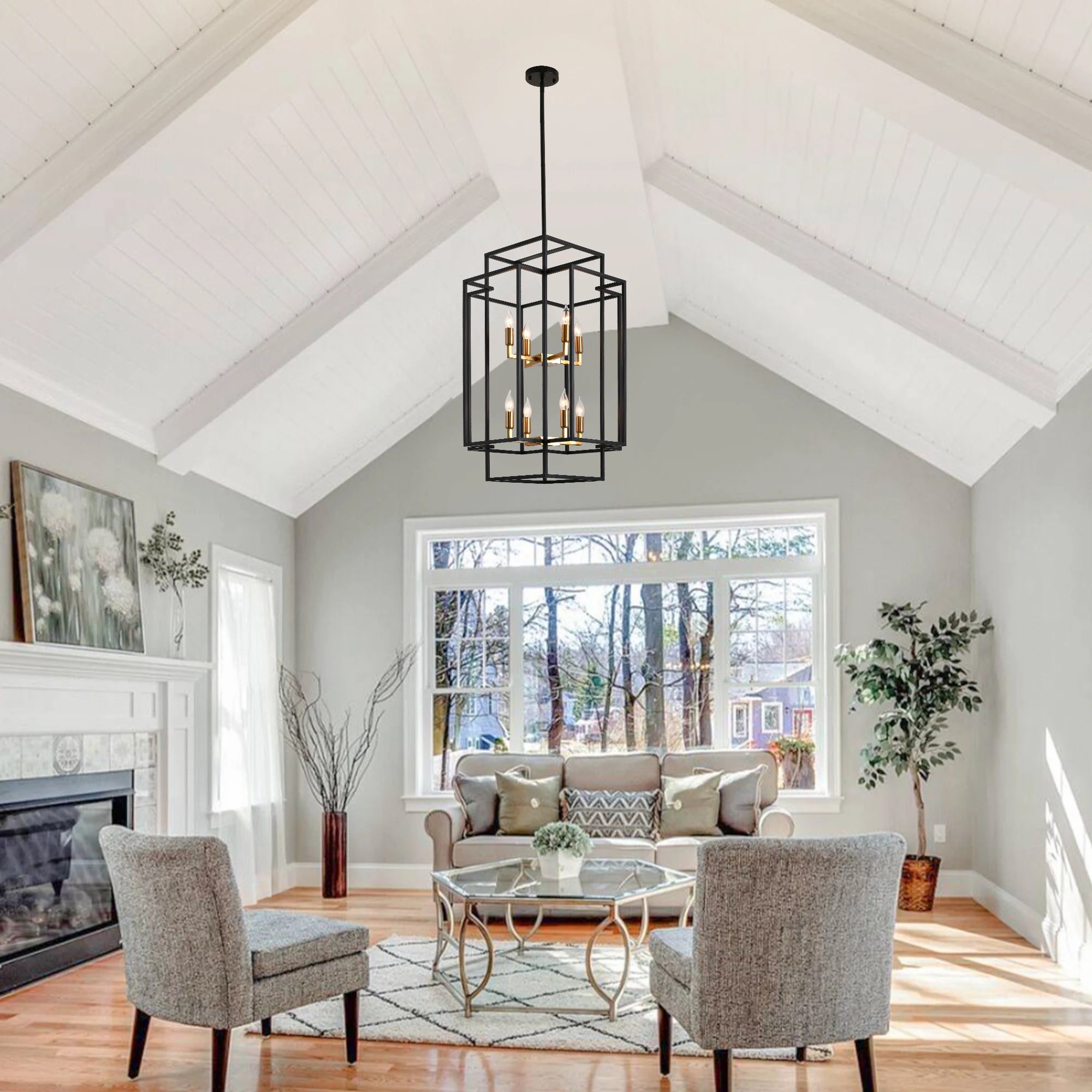 8-Lights Lantern Tiered Pendant Light