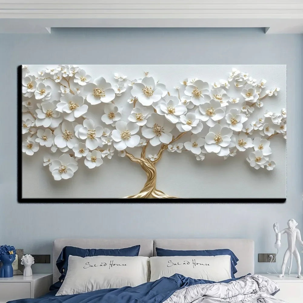 1 Nordic white flower oil painting