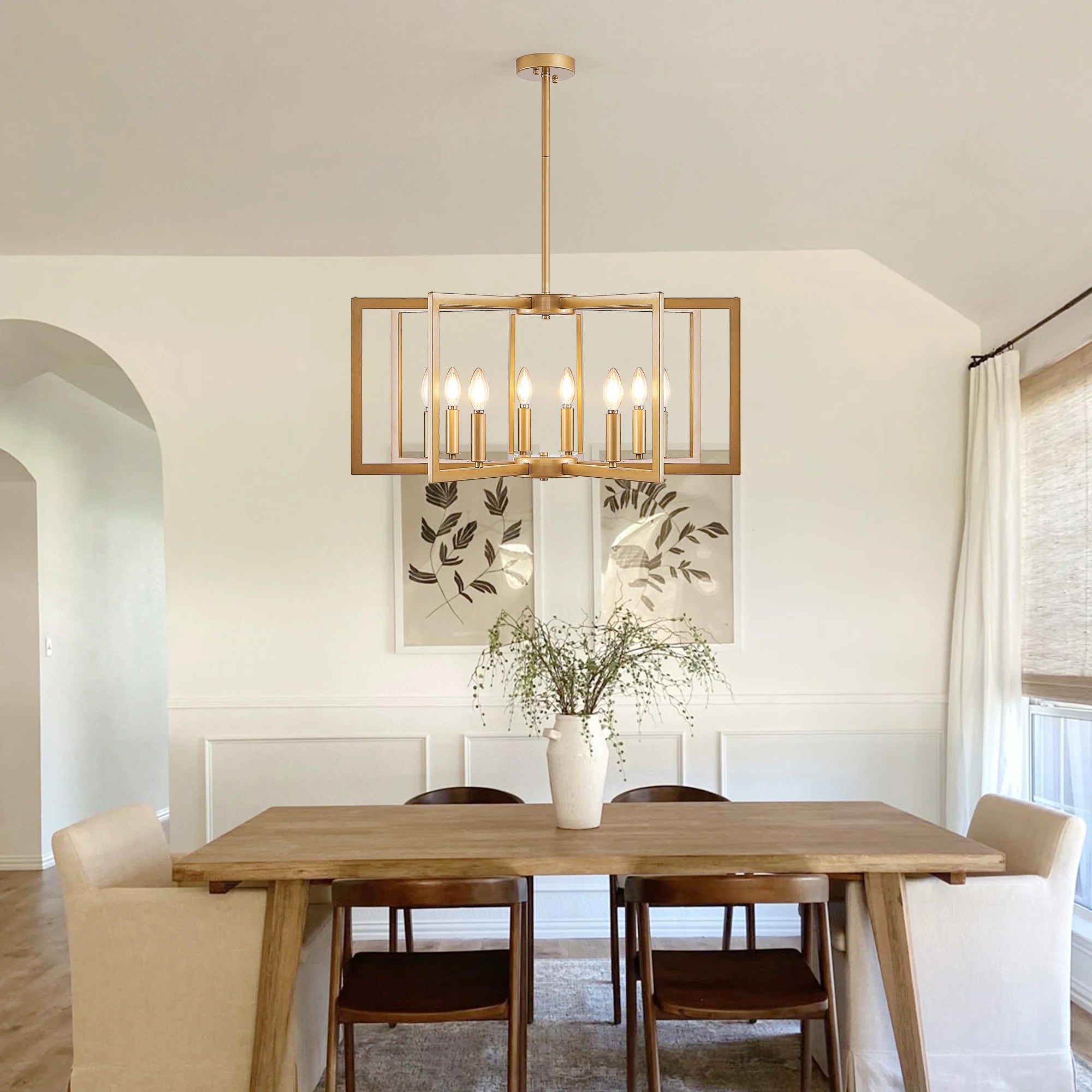 Modern Golden Geometric Chandelier