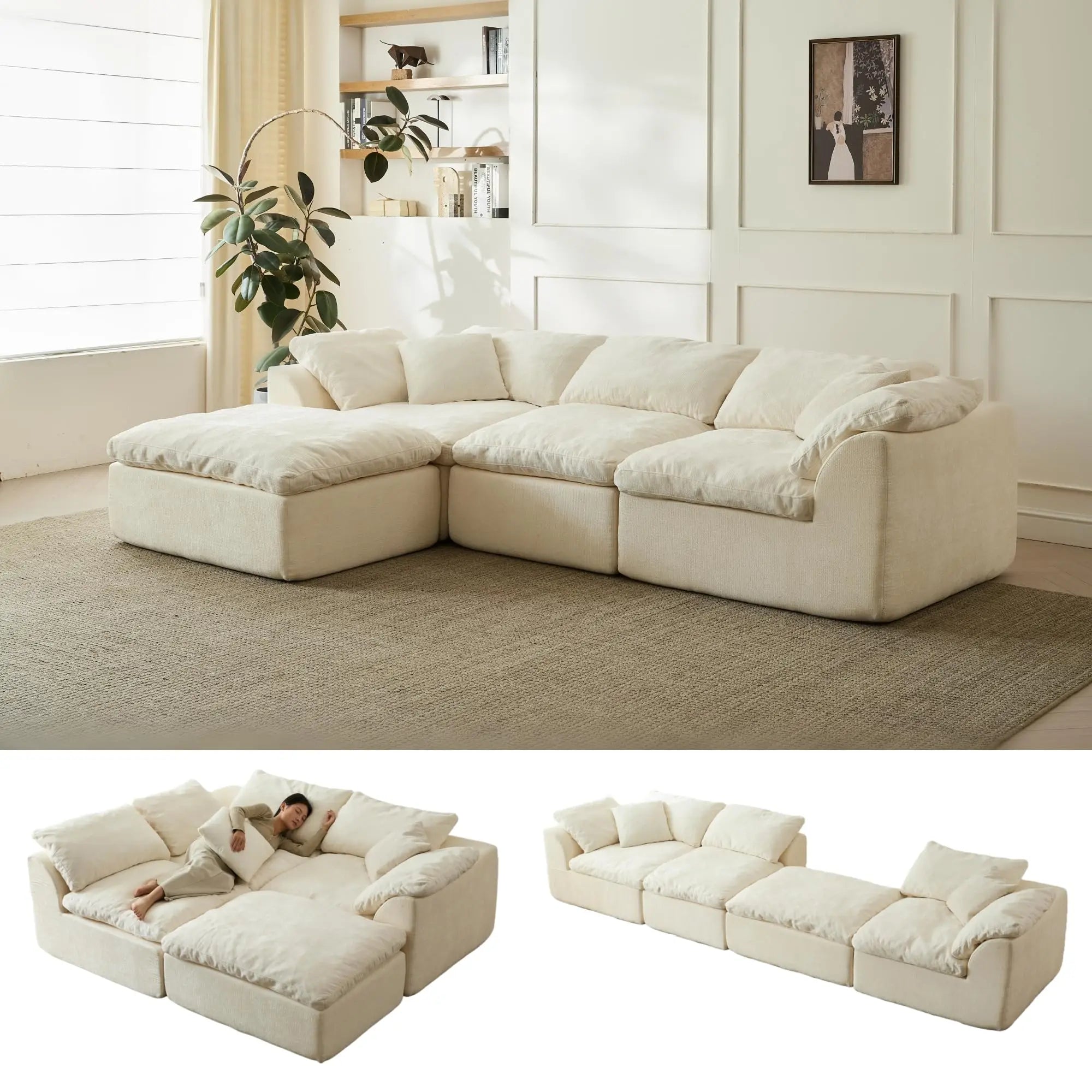 109" Modern Cloud L-Shaped couch