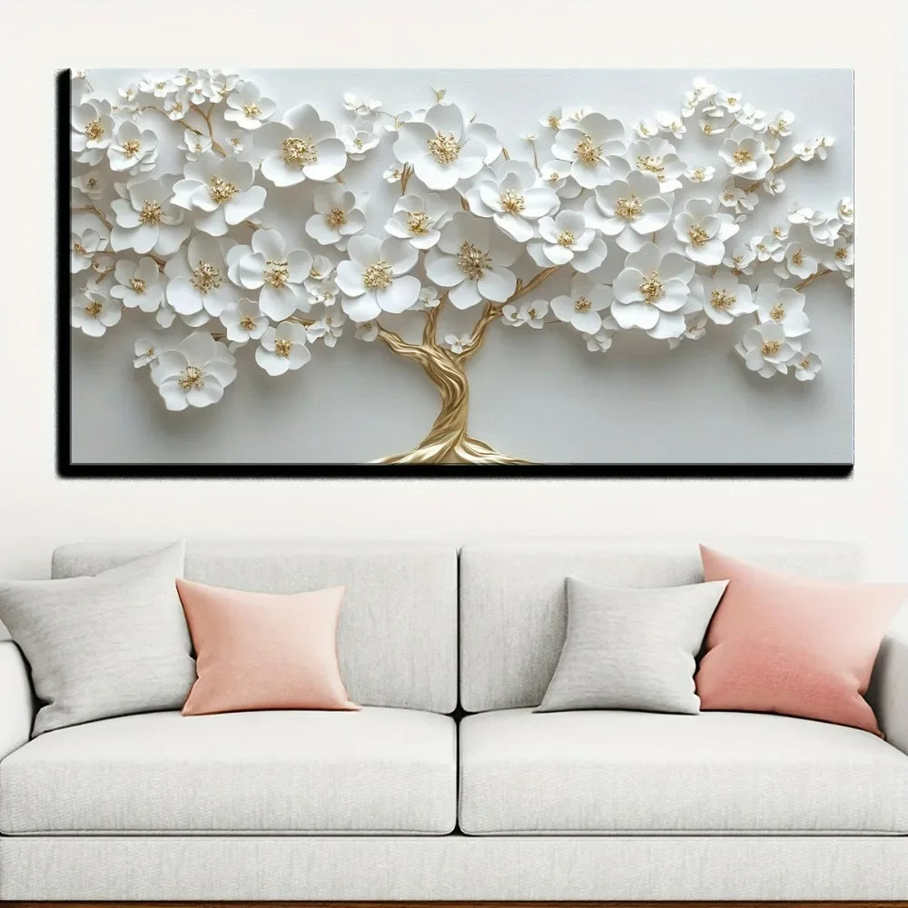 1 Nordic white flower oil painting