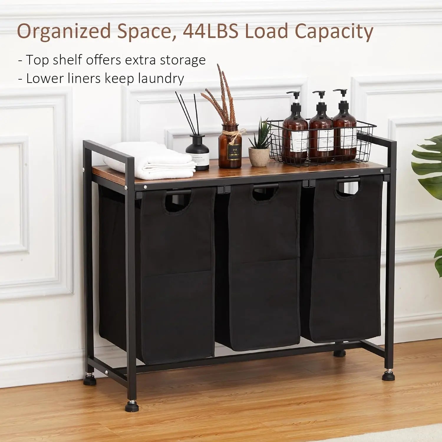 Laundry Hamper, Laundry Basket Organizer Laundry Sorter 2 Section with Removable Laundry Bag and Top Shelf, Dirty Clothes Hamper