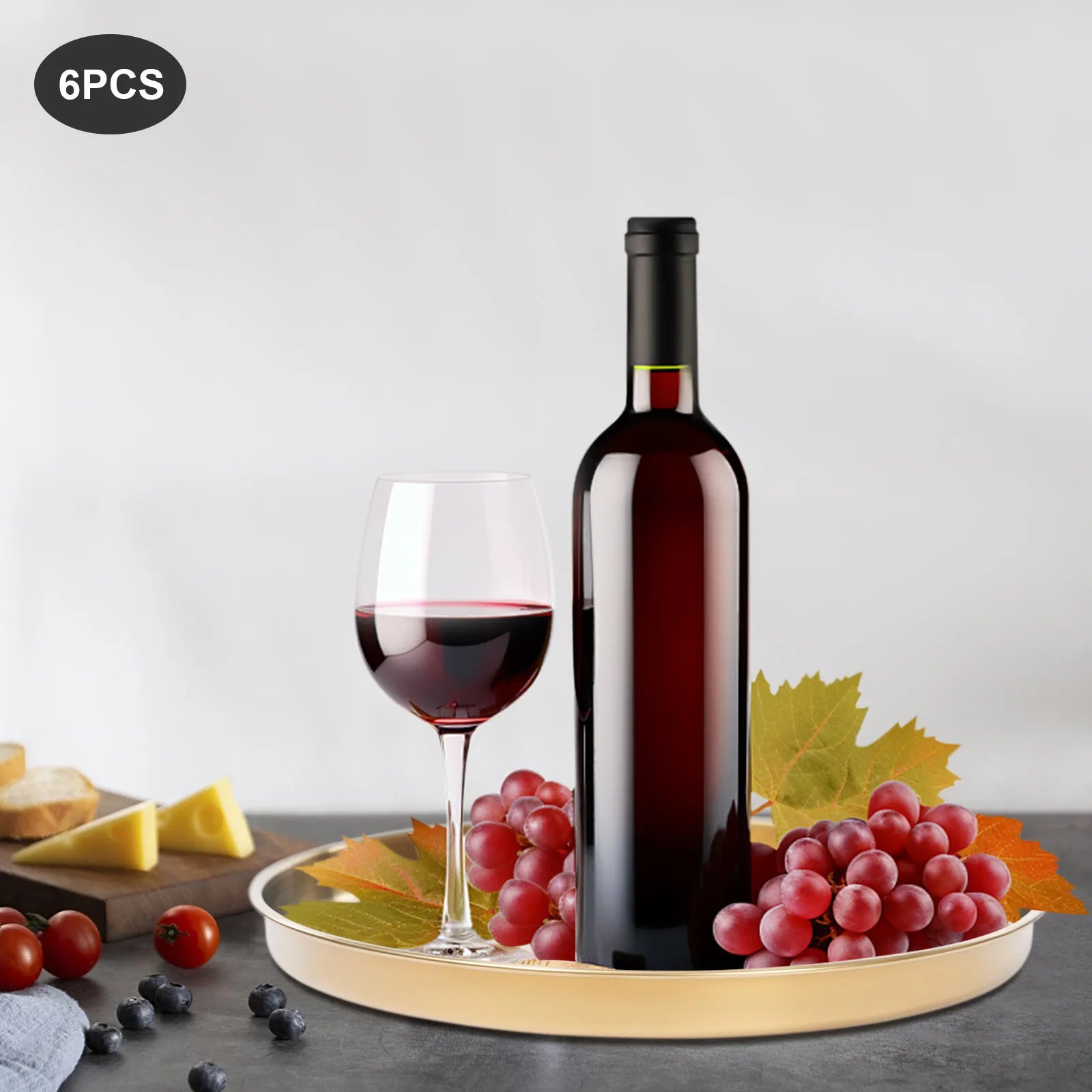 6PCS Gold Round Serving Trays