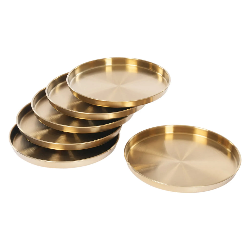 6PCS Gold Round Serving Trays