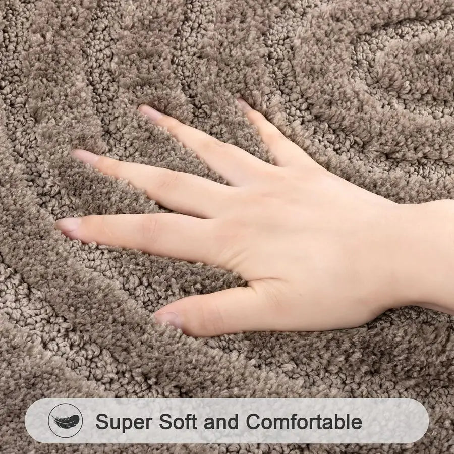 Bathroom Rugs Set 5 Piece, Plush Absorbent Bath Mats for Bathroom, Non Slip Machine Washable Bath Mat Set with Toilet Cover, Bat