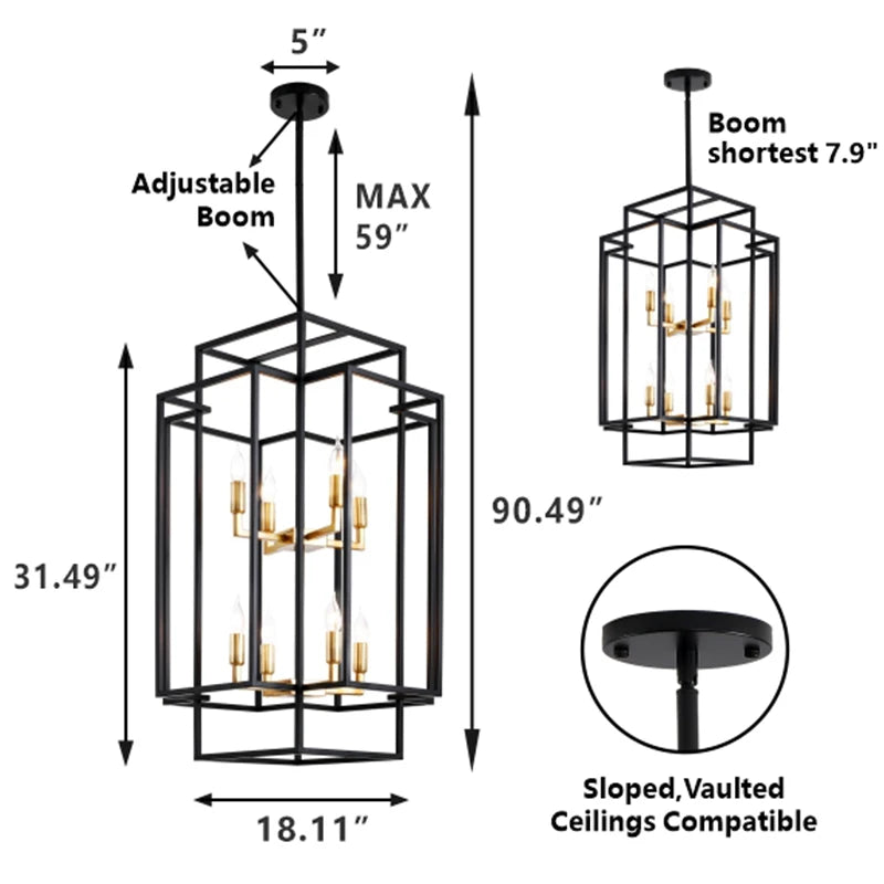 8-Lights Lantern Tiered Pendant Light