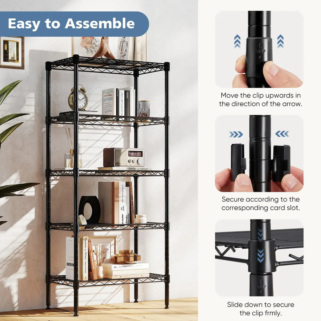 3-5 Tier Metal Wire Storage Shelves Adjustable Storage Racks