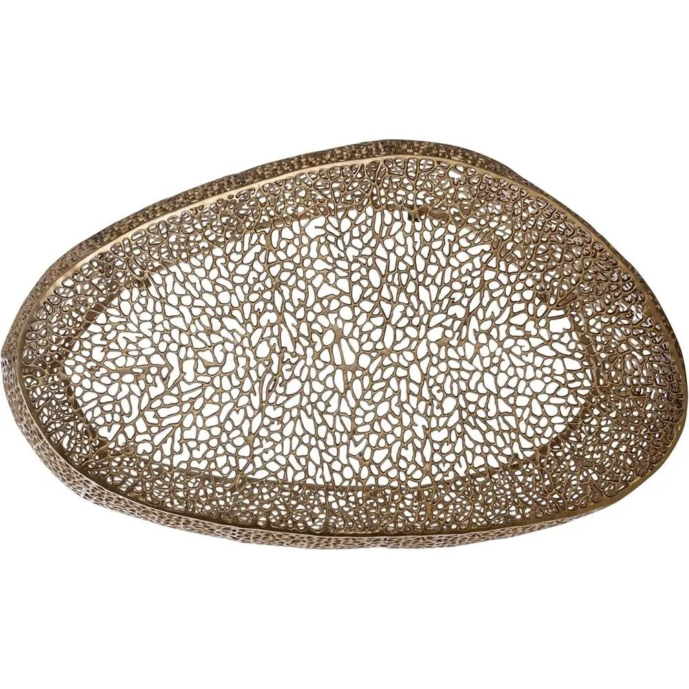 Oval Coffee Table with Intricate Solid Design