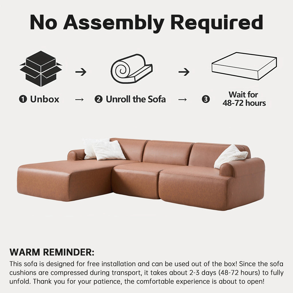 L-shaped modular leather sofa