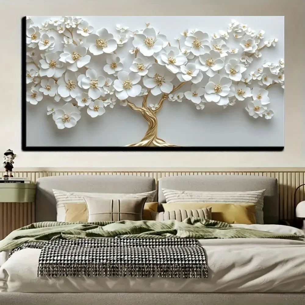 1 Nordic white flower oil painting