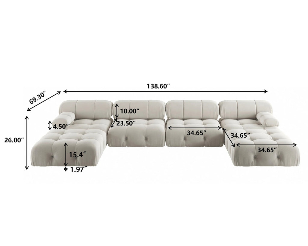 U-Shaped Minimalist Velvet Sofas