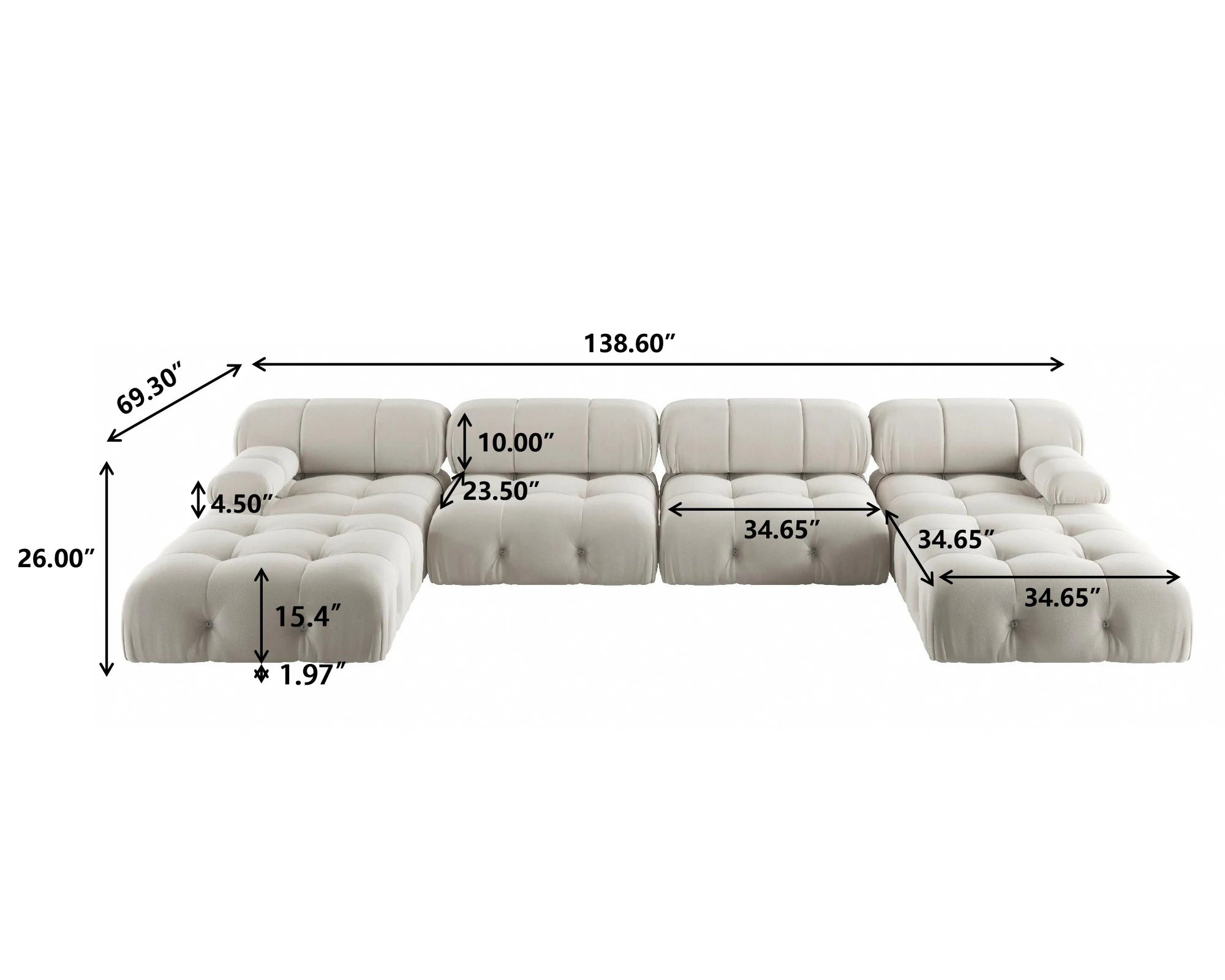 U-Shaped Minimalist Velvet Sofas