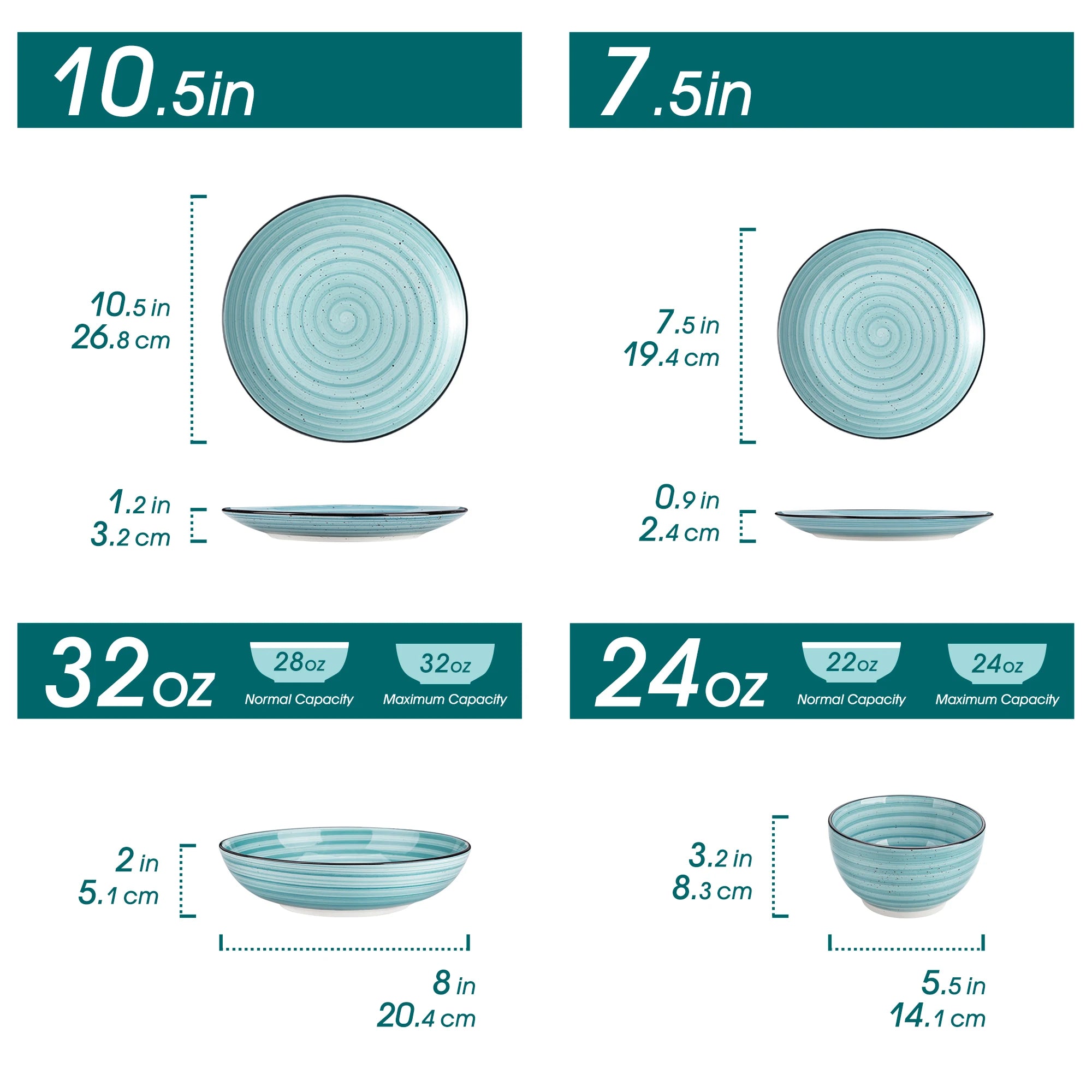24/48 Piece Blue Plates Dinner Sets