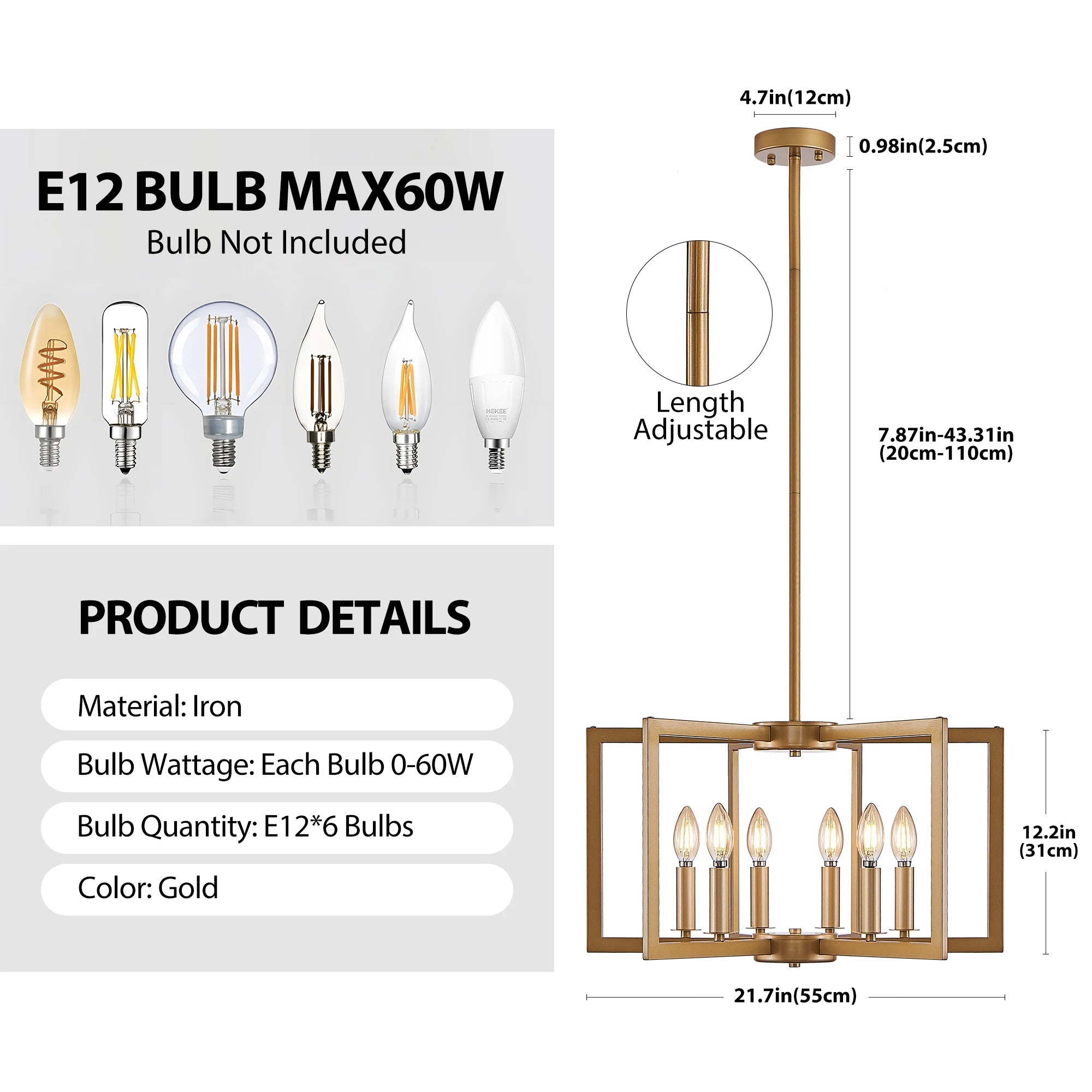 Modern Golden Geometric Chandelier