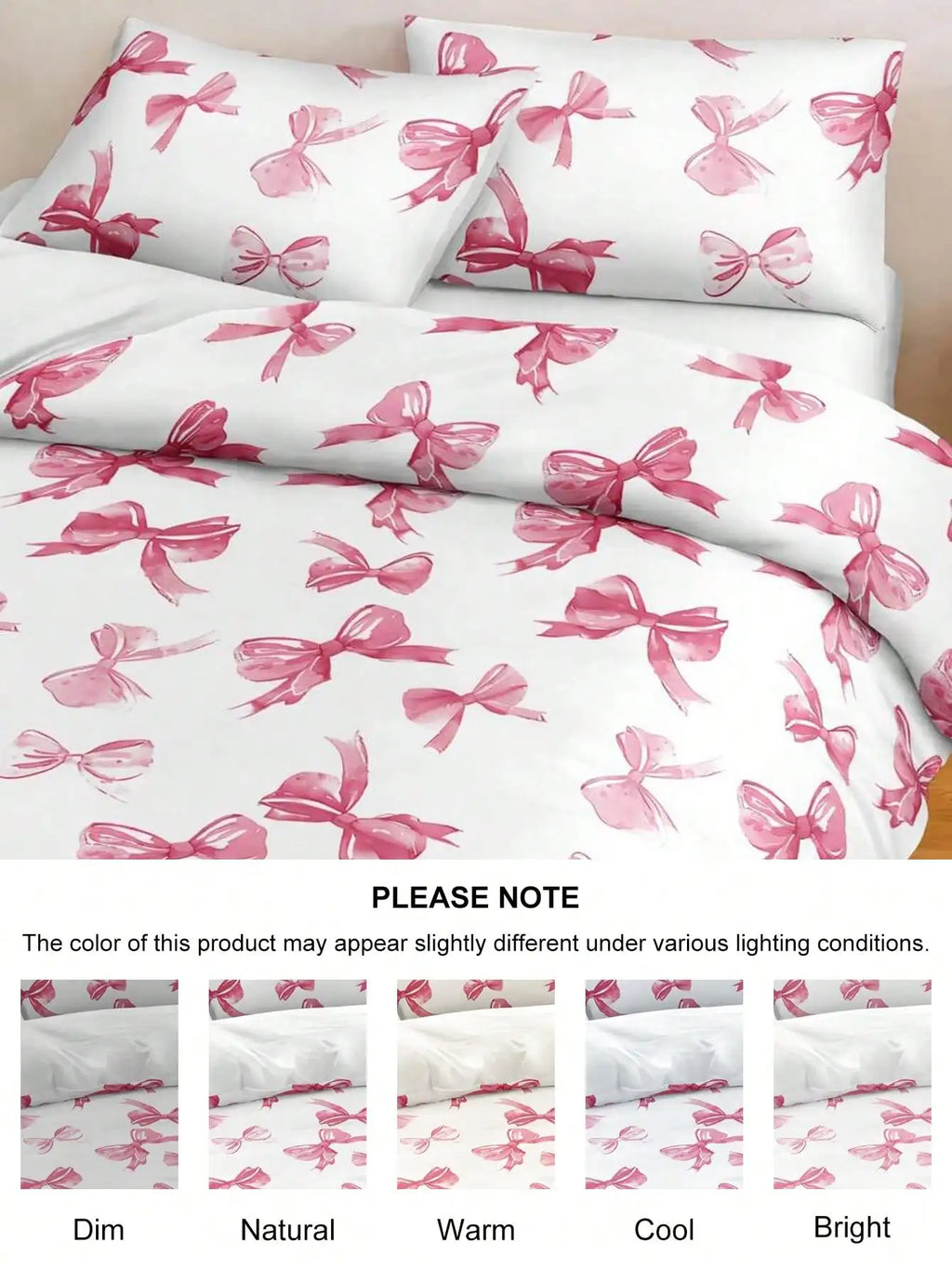 Pink Bow Pattern Duvet Cover Set