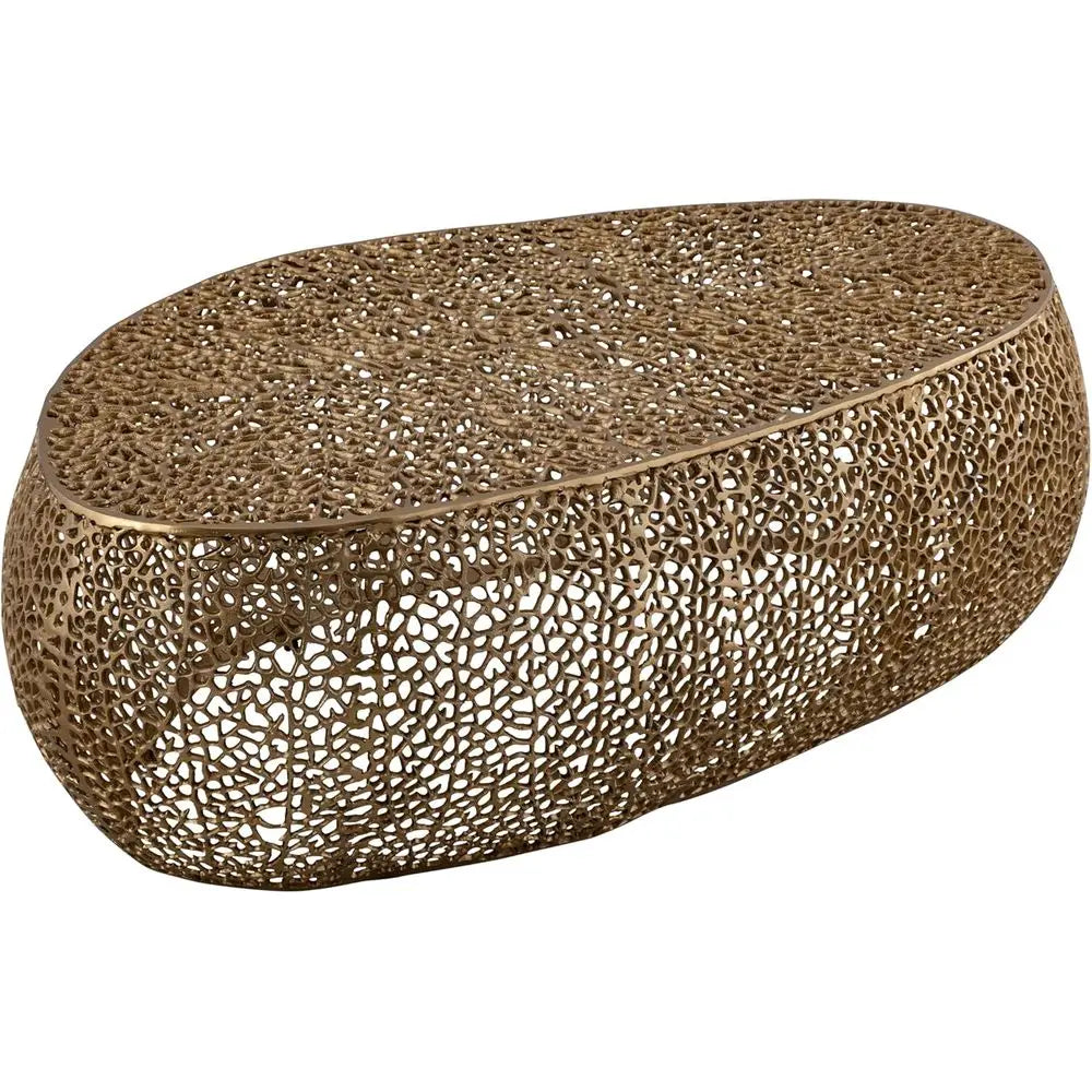 Oval Coffee Table with Intricate Solid Design