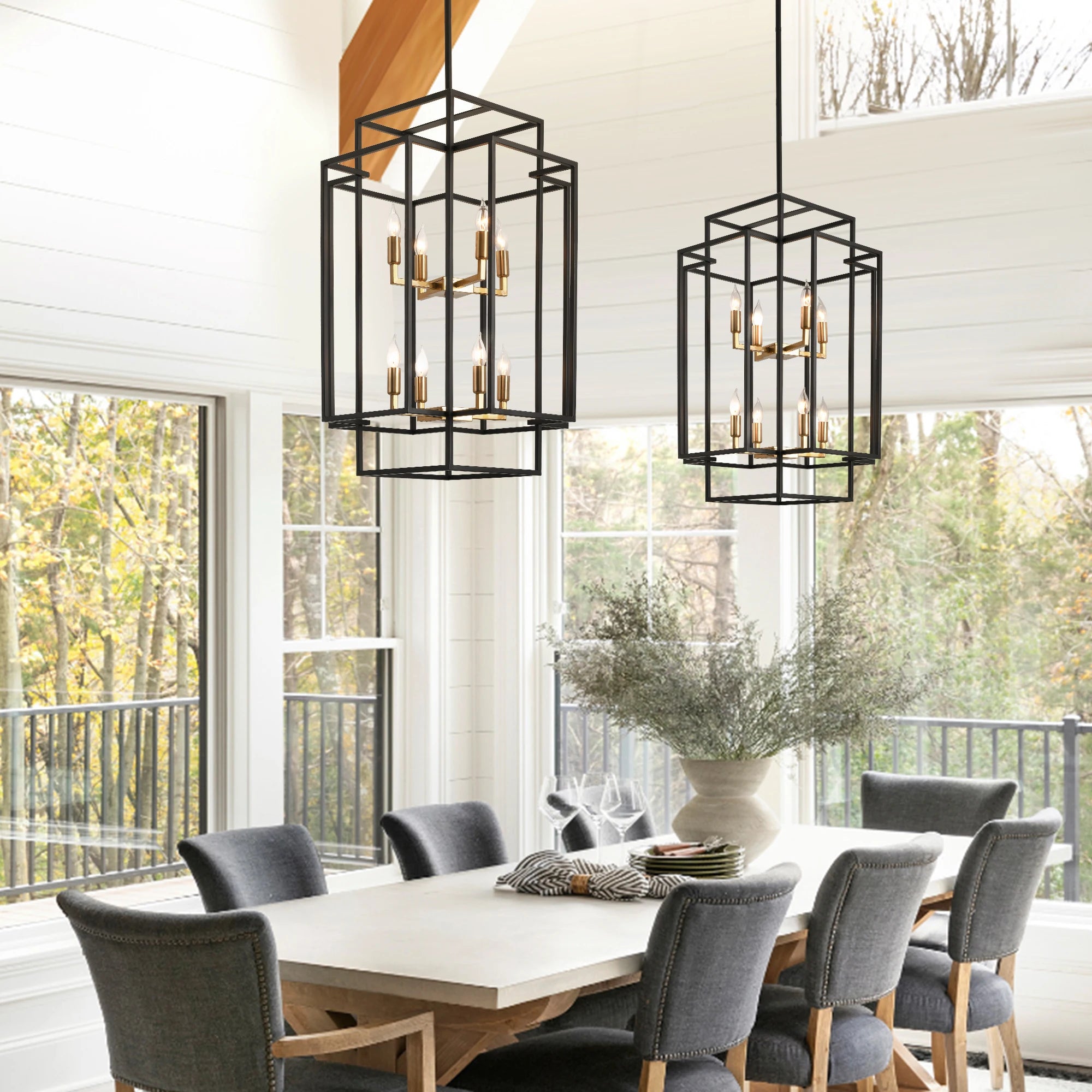 8-Lights Lantern Tiered Pendant Light