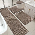 Bathroom Rugs Set 5 Piece, Plush Absorbent Bath Mats for Bathroom, Non Slip Machine Washable Bath Mat Set with Toilet Cover, Bat