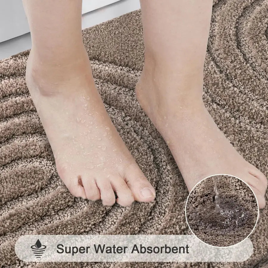 Bathroom Rugs Set 5 Piece, Plush Absorbent Bath Mats for Bathroom, Non Slip Machine Washable Bath Mat Set with Toilet Cover, Bat