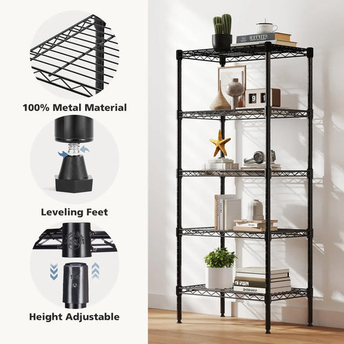 3-5 Tier Metal Wire Storage Shelves Adjustable Storage Racks