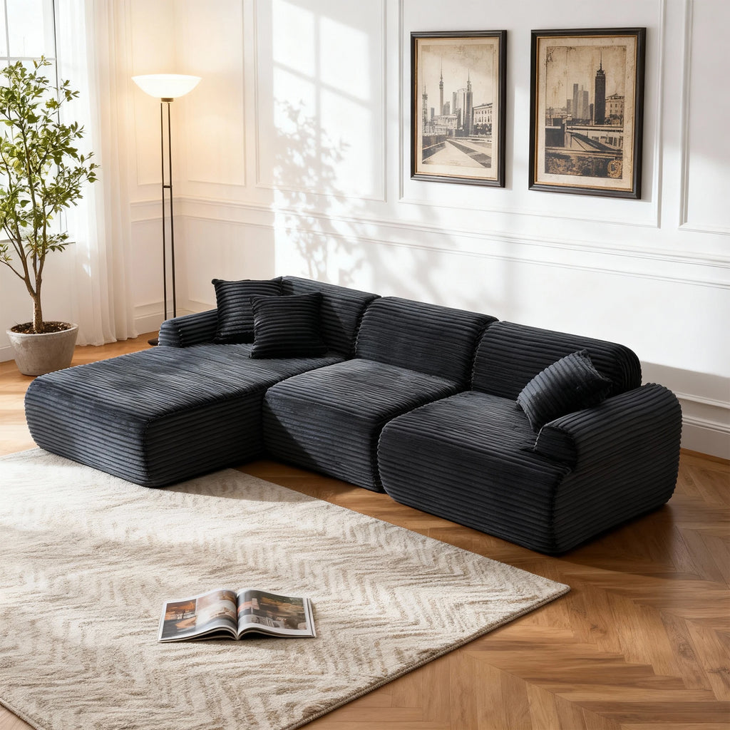 L-shaped modular leather sofa