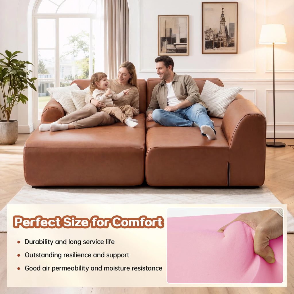 L-shaped modular leather sofa