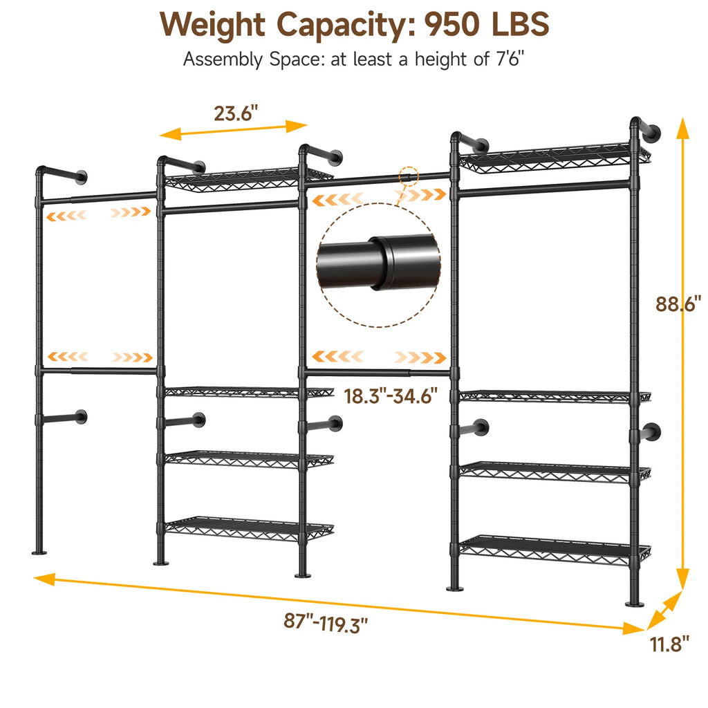 Wall Mounted Industrial Pipe  Clothes Rack