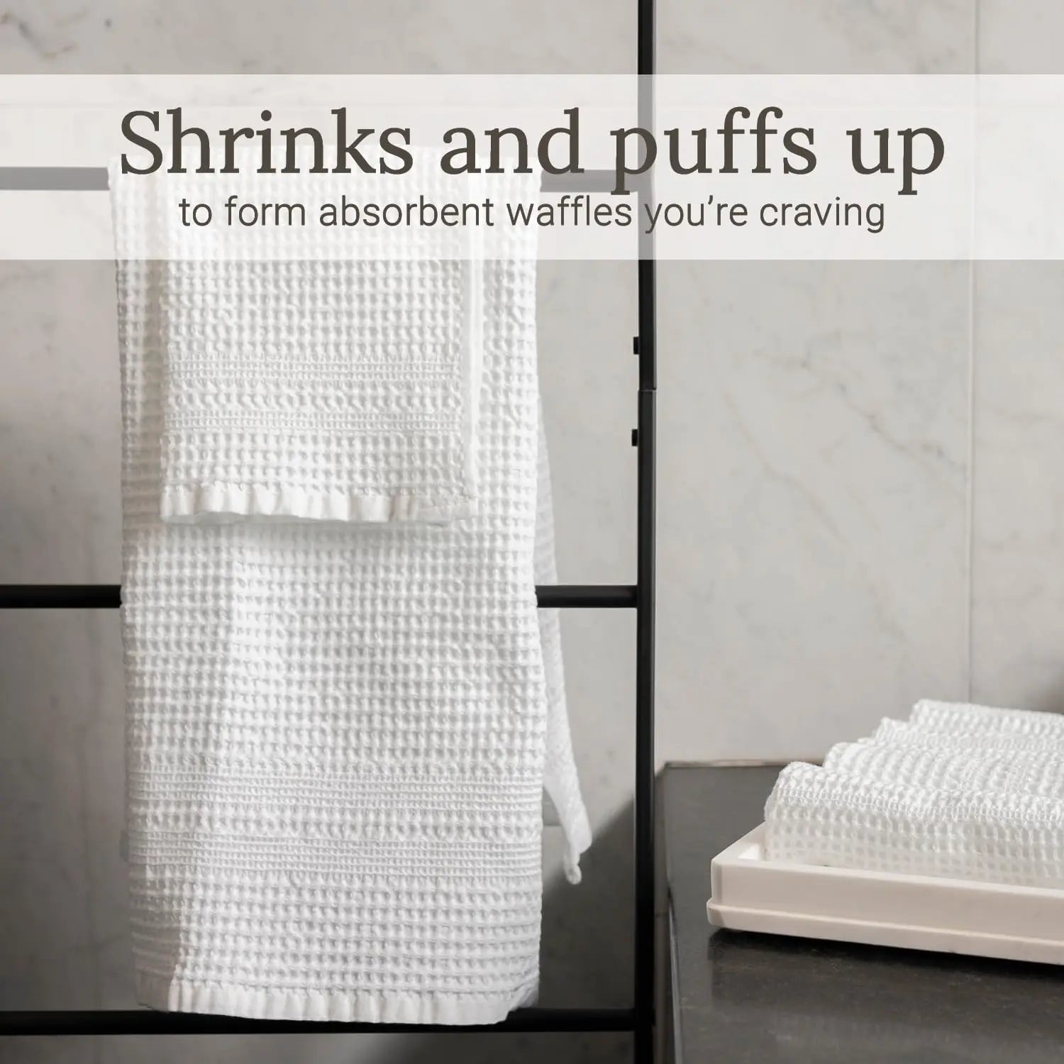 100% Cotton Waffle Bath Towels Set of 2