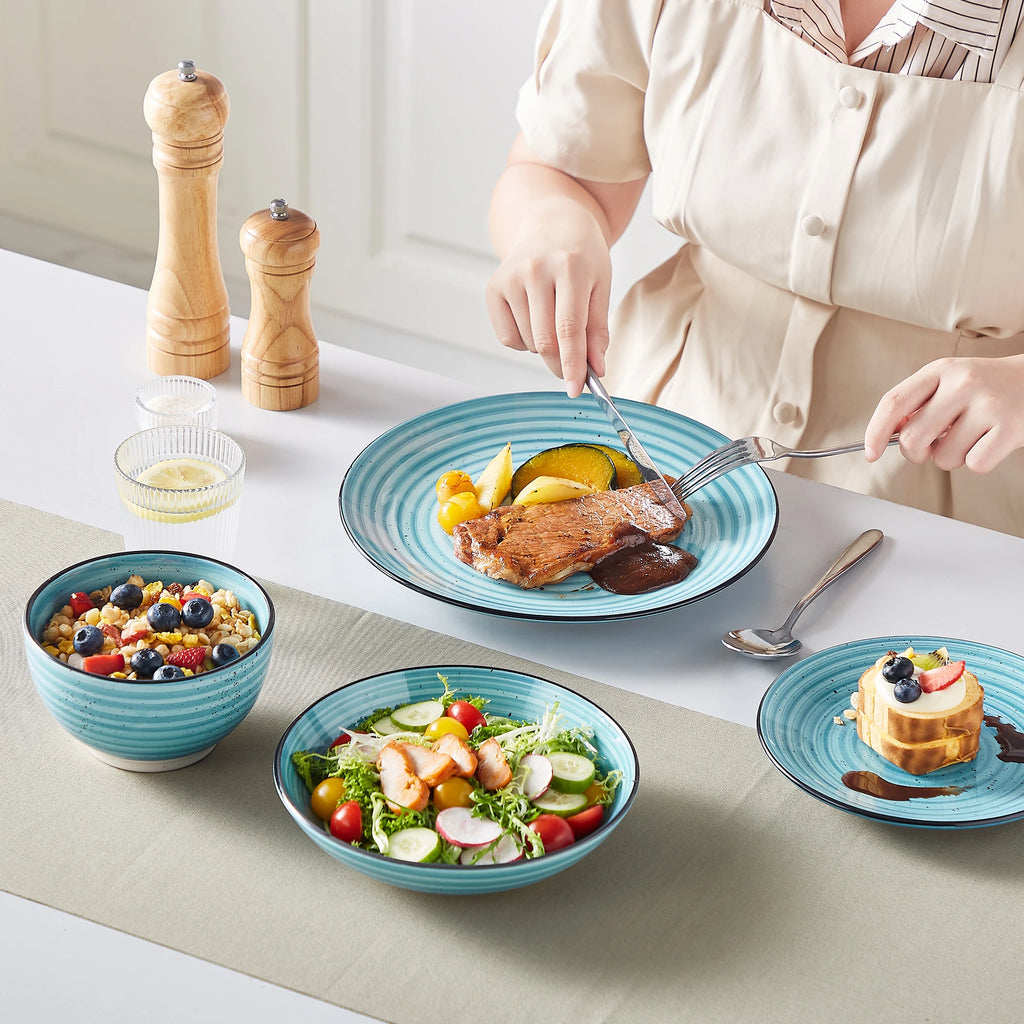 24/48 Piece Blue Plates Dinner Sets