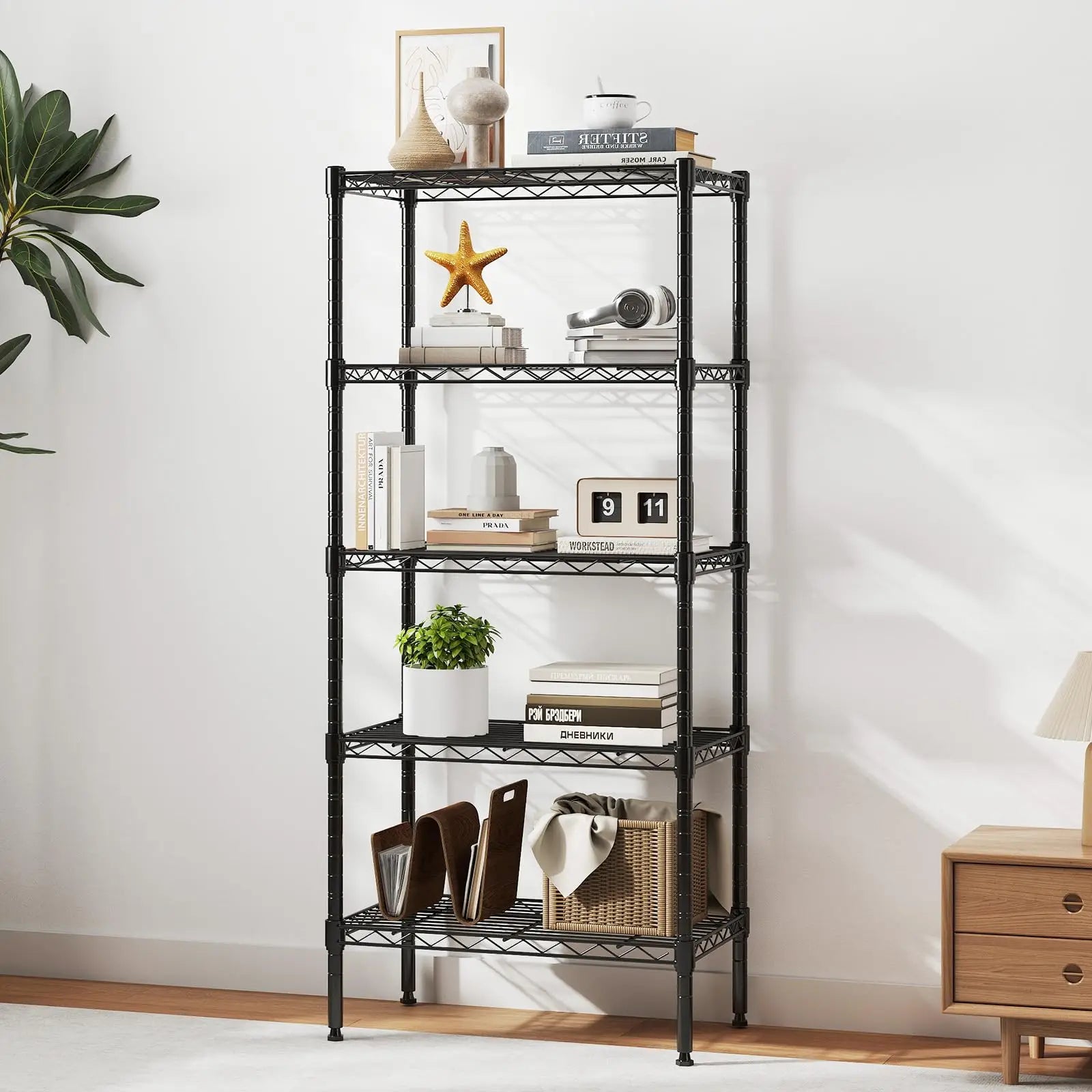 3-5 Tier Metal Wire Storage Shelves Adjustable Storage Racks