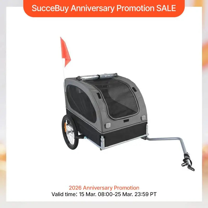 SucceBuy 88 lbs Dog Bike Trailer Pet Cart Bicycle Carrier with Wheels Coupler Reflectors Flag Collapsible to Store for Dogs