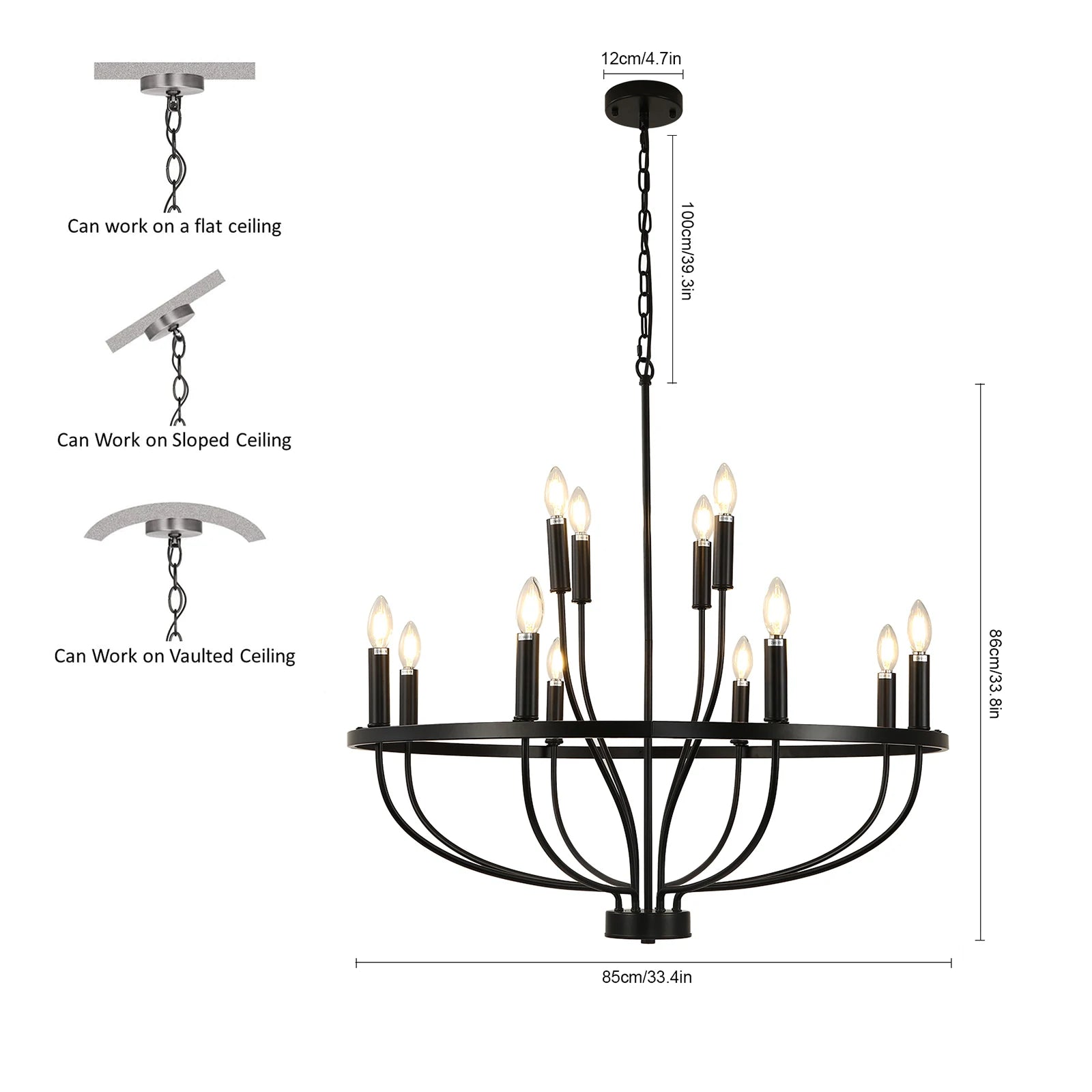 12-Light Black Chandelier